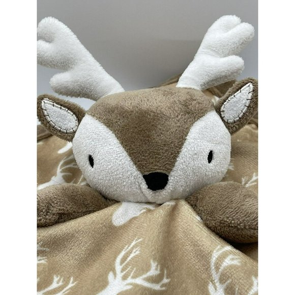 Levtex Baby Infant Brown Tan White Deer Security Blanket Lovey Antlers reindeer - Picture 2 of 6